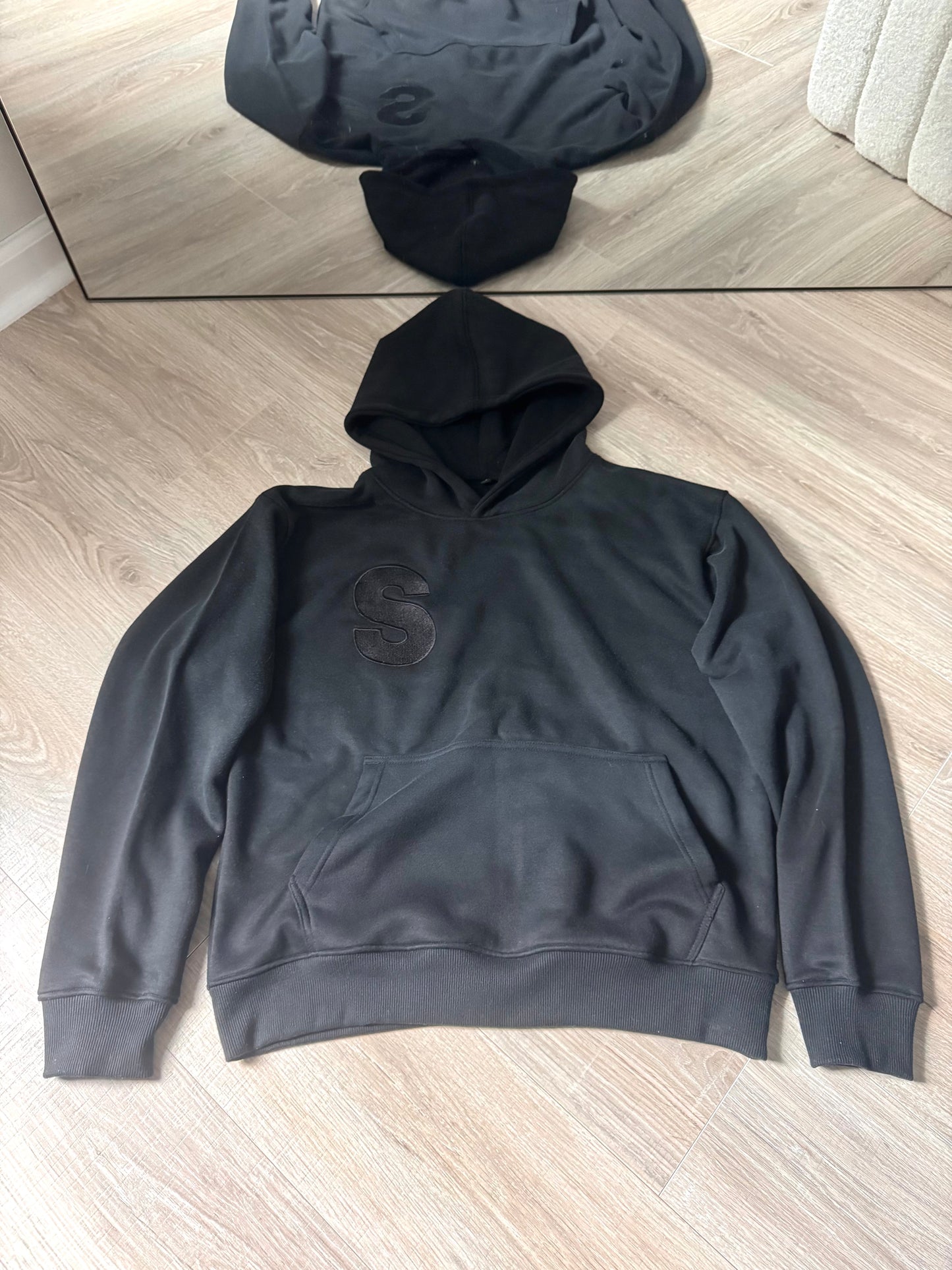 Black S logo hoodie