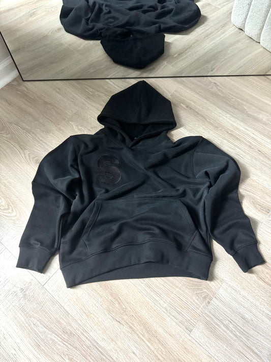 Black S logo hoodie